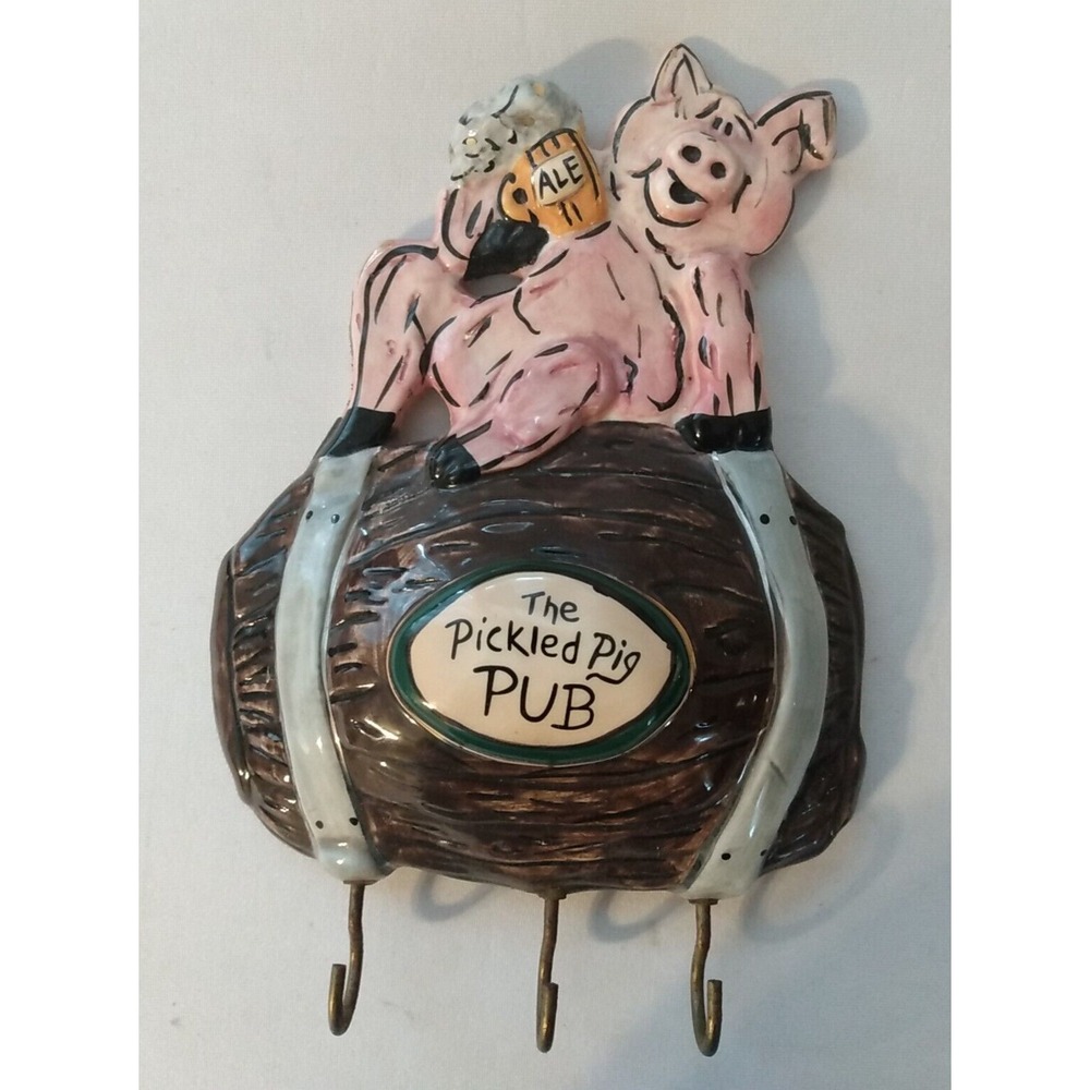 Barware Pickled Pig Pub Keyholder Vintage Ale Plaque Blue Sky Bar Decor